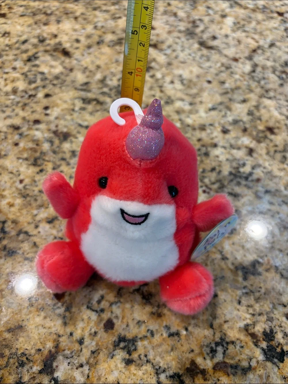 Palm Pals Red Nia Narwhal Plush Toy - Cute Small Toy